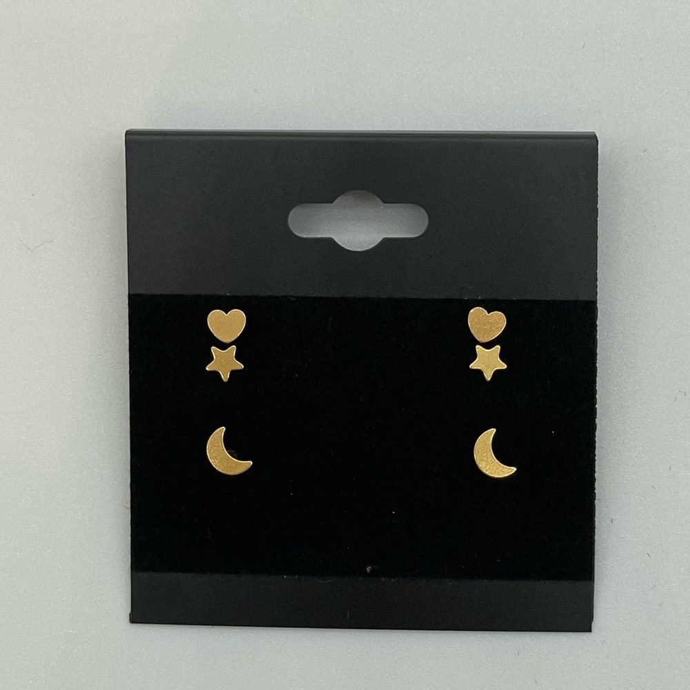 Gold Flatback Stud Earring Set